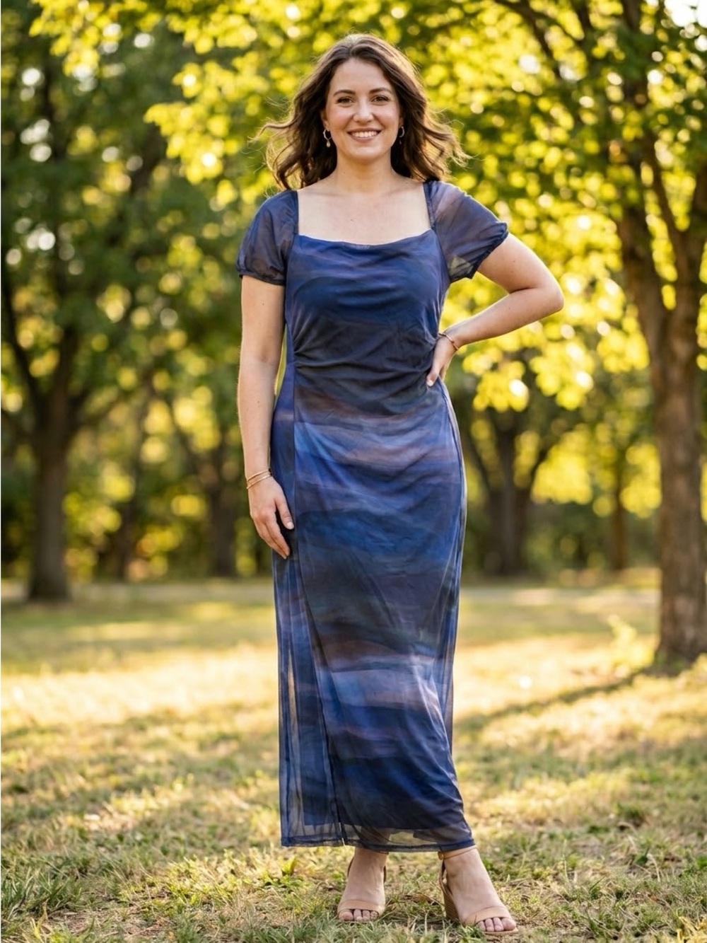 Blue & Black Maxi Dress Size Large